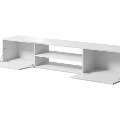 Závěsný TV stolek TOKA - bílý / lesklý bílý
