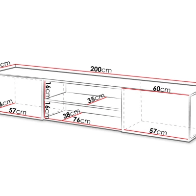 Závěsný TV stolek TOKA - černý / lesklý černý