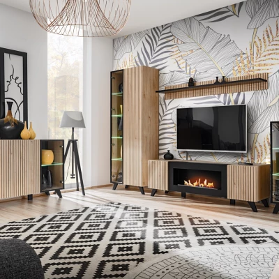 Televizní stolek s biokrbem DEJANA - hickory jackson