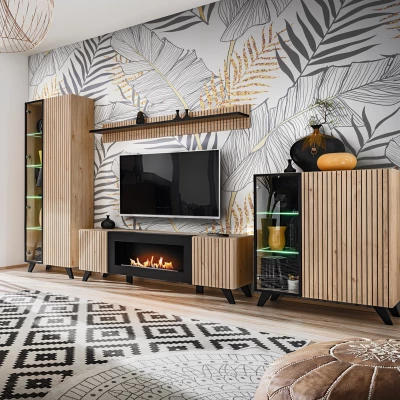 Televizní stolek s biokrbem DEJANA - hickory jackson