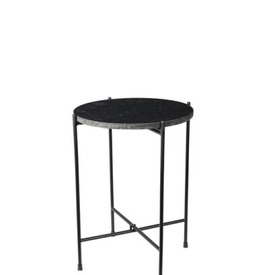 Kulatý konferenční stolek LORE - černý mramor / černý