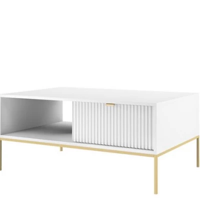 Konferenční stolek UMAG - zlatý / bílý
