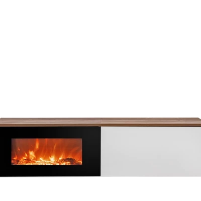 Televizní stolek s elektrickým krbem AGRIA - dub sterling / bílý