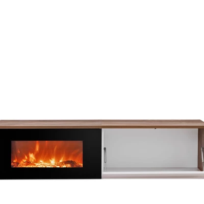 Televizní stolek s elektrickým krbem AGRIA - dub sterling / bílý