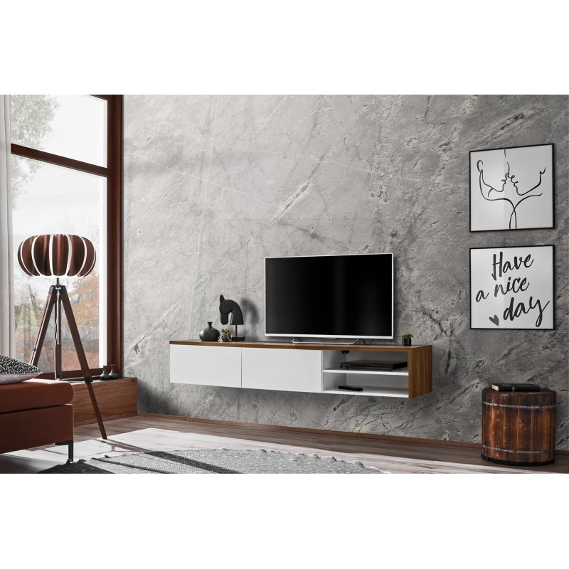 Televizní stolek AGRIA - dub sterling / bílý