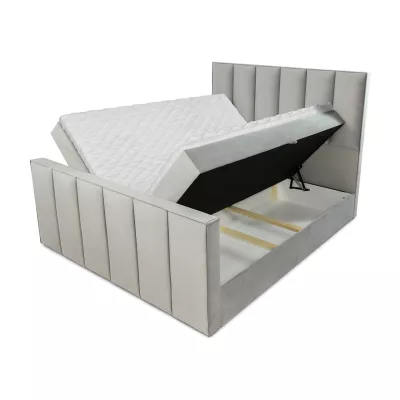 Boxspringová dvoulůžková postel 200x200 MARCELINO - šedá + topper ZDARMA