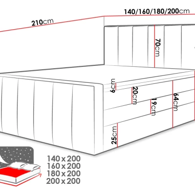 Boxspringová dvoulůžková postel 200x200 MARCELINO - hnědá + topper ZDARMA