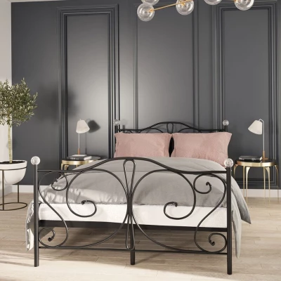 Kovová manželská postel 160x200 TRISTANA - černá