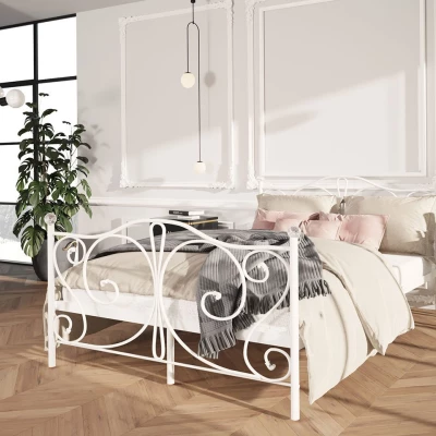 Kovová jednolůžková postel 90x200 TRISTANA - bílá