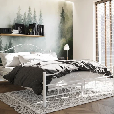 Kovová manželská postel 160x200 TEJANO - bílá