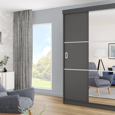 Zrcadlová šatní skříň 138 cm ROMARI - antracitová