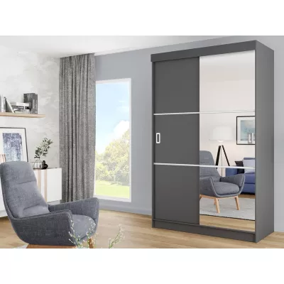 Zrcadlová šatní skříň 138 cm ROMARI - antracitová