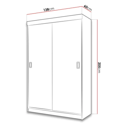 Zrcadlová šatní skříň 138 cm ROMARI - bílá / antracitová