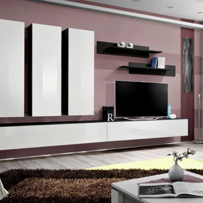 Závěsná obývací stěna FREYA 1 - černá / bílá