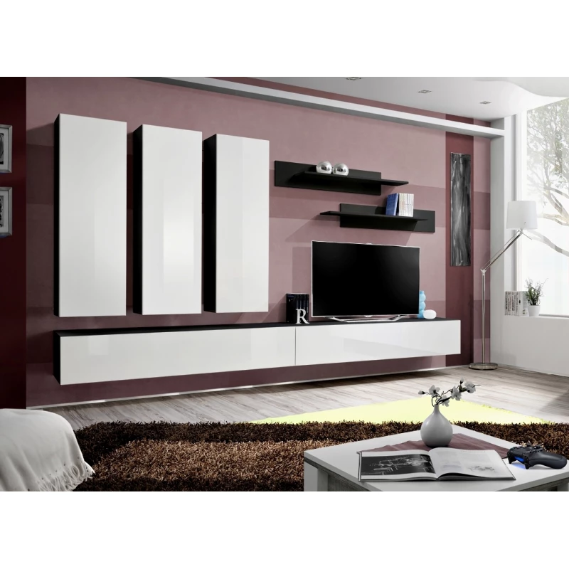 Závěsná obývací stěna FREYA 1 - černá / bílá