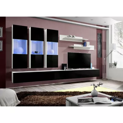 Závěsná obývací stěna FREYA 2 - bílá / černá