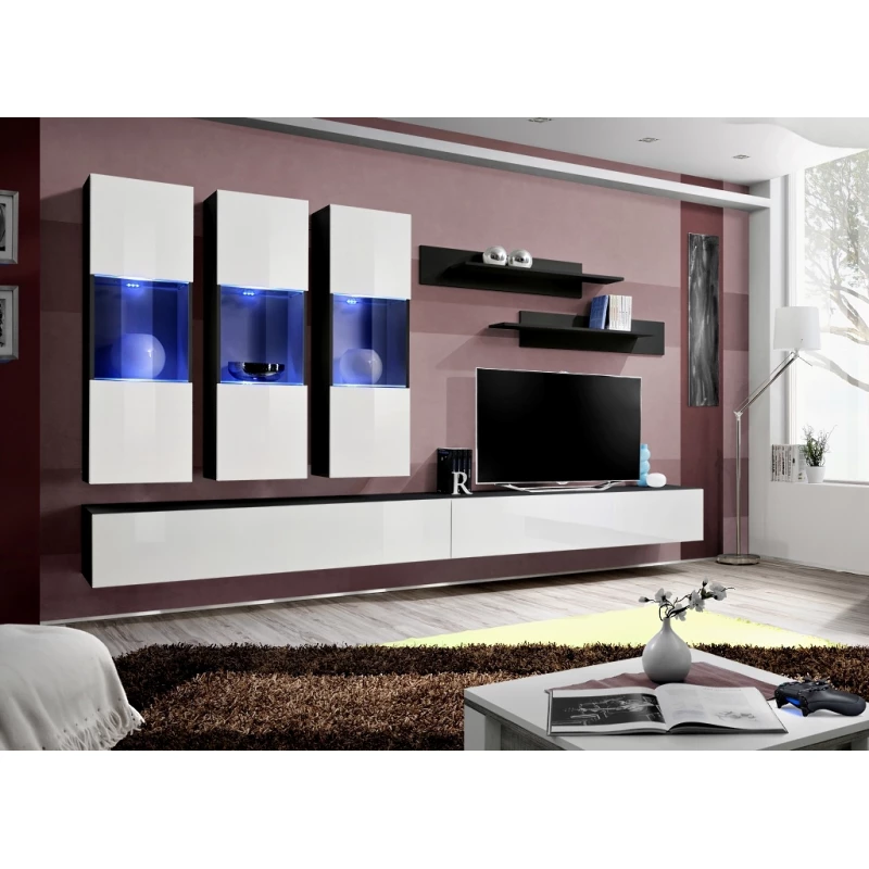 Závěsná obývací stěna FREYA 2 - černá / bílá