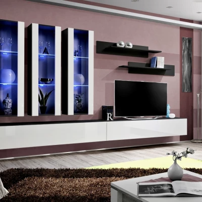 Závěsná obývací stěna FREYA 3 - černá / bílá