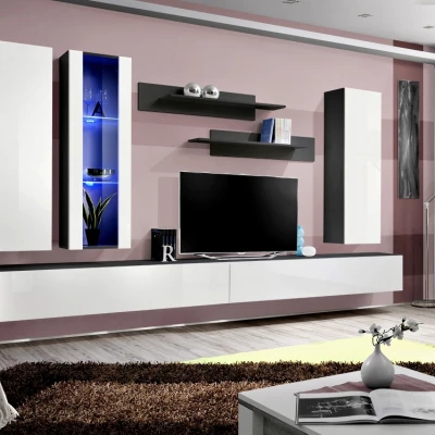Závěsná obývací stěna FREYA 4 - černá / bílá