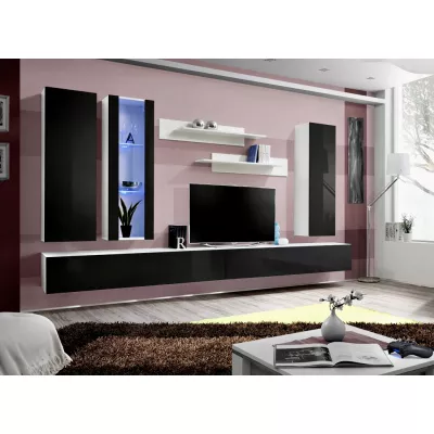 Závěsná obývací stěna FREYA 4 - bílá / černá