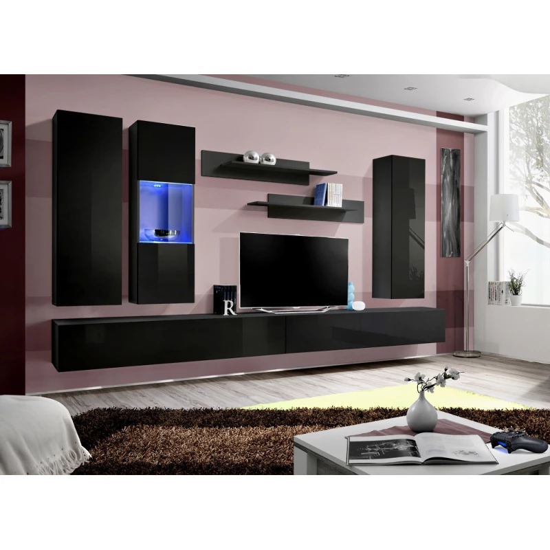 Závěsná obývací stěna FREYA 5 - černá