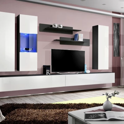 Závěsná obývací stěna FREYA 5 - černá / bílá