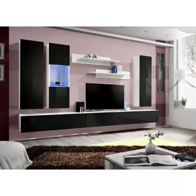 Závěsná obývací stěna FREYA 5 - bílá / černá