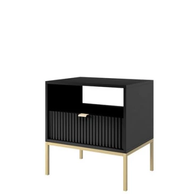 Vysoký noční stolek UMAG - zlatý / černý