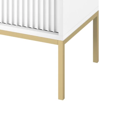 Vysoký noční stolek UMAG - zlatý / bílý