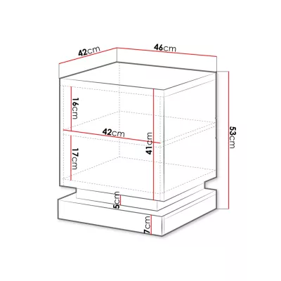 Set 2x noční stolek s modrým LED osvětlením LIMA - černý / lesklý černý