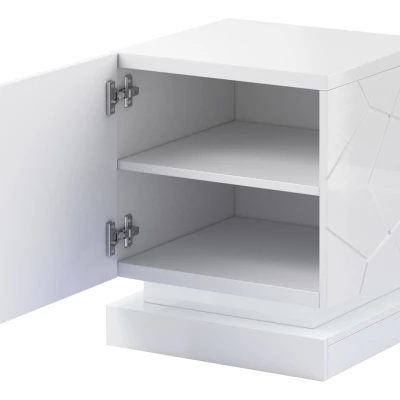 Set 2x noční stolek LIMA - bílý / lesklý bílý