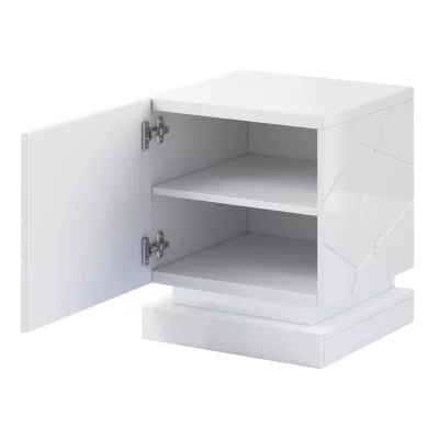 Set 2x noční stolek LIMA - bílý / lesklý bílý