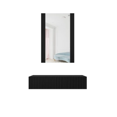 Závěsný toaletní stolek se zrcadlem CRATO - černý