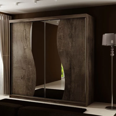 Zrcadlová šatní skříň 200 cm ELVIRA 7 - jasan tmavý