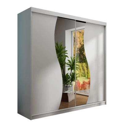 Zrcadlová šatní skříň 200 cm s RGB LED osvětlením ELVIRA 7 - bílá