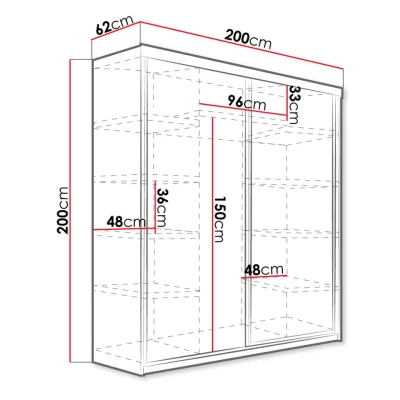 Šatní skříň 200 cm ELVIRA 6 - bílá