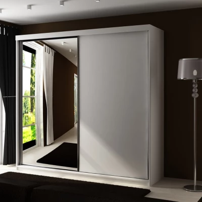 Zrcadlová šatní skříň 200 cm s RGB LED osvětlením ELVIRA 5 - bílá