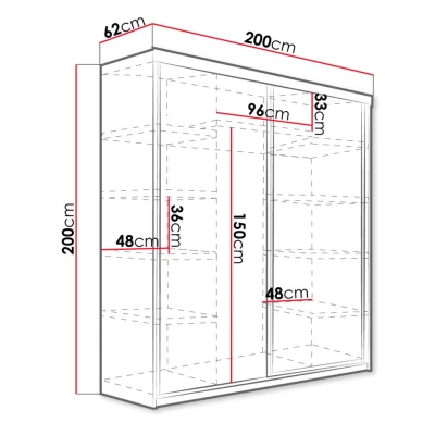 Zrcadlová šatní skříň 200 cm s RGB LED osvětlením ELVIRA 5 - bílá