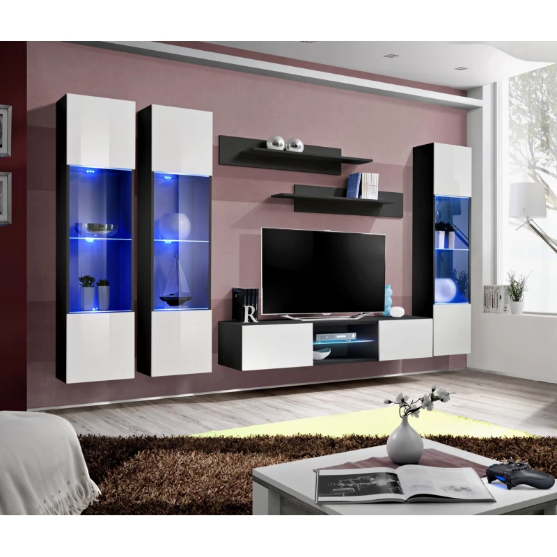 Obývací nábytek FREYA 3 - černá / bílá