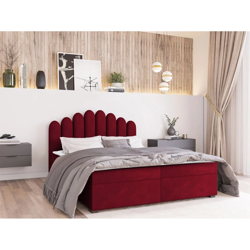 Hotelová manželská postel 180x200 LUCILA - červená + topper ZDARMA