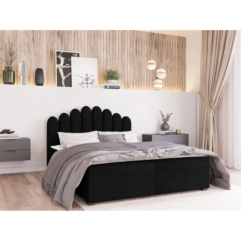 Hotelová manželská postel 160x200 LUCILA - černá + topper ZDARMA