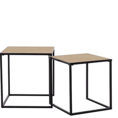 Set 2x příruční stolek VUORES - černý / hnědý