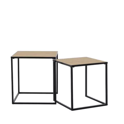 Set 2x příruční stolek VUORES - černý / hnědý