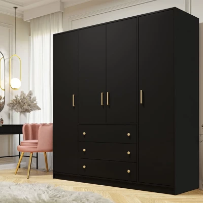 Velká šatní skříň 196 cm TAJO - černá