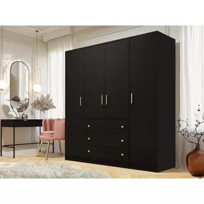 Velká šatní skříň 196 cm TAJO - černá