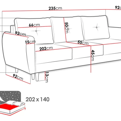 Třímístná rozkládací pohovka PROSPERO - růžová
