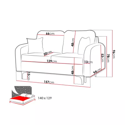 Dvoumístná rozkládací pohovka ZAPHIRA - béžová