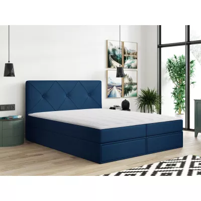 Kontinentální manželská postel 180x200 LEYA - modrá + topper ZDARMA