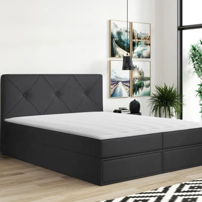 Kontinentální manželská postel 180x200 LEYA - grafitová + topper ZDARMA