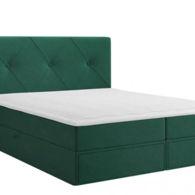 Kontinentální manželská postel 160x200 LEYA - zelená + topper ZDARMA